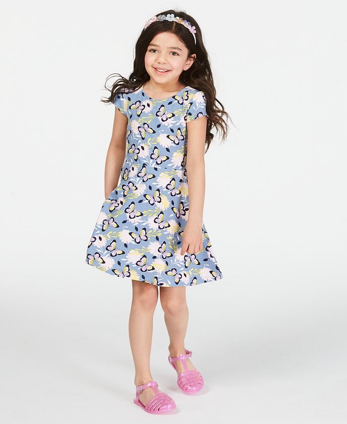 Epic Threads Super Soft Little Girls Butterfly-Print Fit & Flare Dress ...