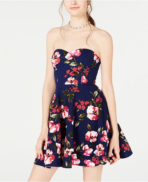 B Darlin Juniors Strapless Fit Flare Dress Created For Macy S