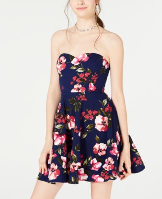 B Darlin Juniors' Strapless Fit & Flare Dress, Created for Macy's - Macy's