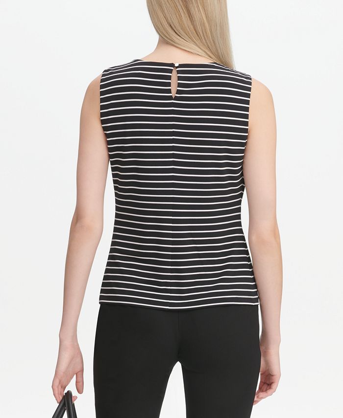 Calvin Klein Striped Pleated Top & Reviews - Tops - Women - Macy's