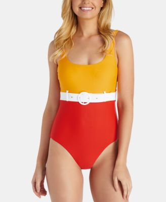 Raisins - Juniors' West Coast Santana Belted One-Piece Swimsuit