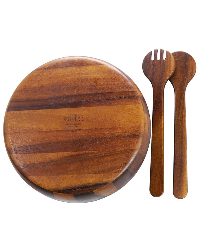 Laurie Gates Chestnut 3 Piece Salad Bowl with Servers Set Macy's