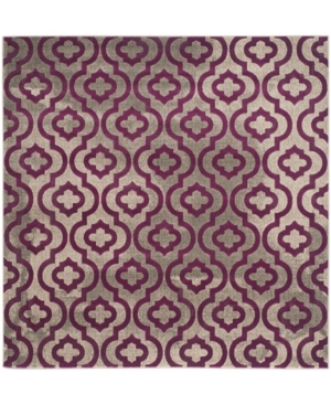 Safavieh Porcello Light Gray and Purple 6'7in x 6'7in Square Area Rug