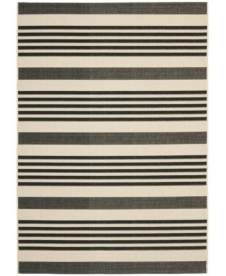 Courtyard CY6062 Black and Bone 5'3" x 7'7" Sisal Weave Outdoor Area Rug