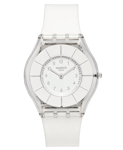 Swatch Watch, Unisex Swiss White Classiness White Silicone Strap 34mm SFK360