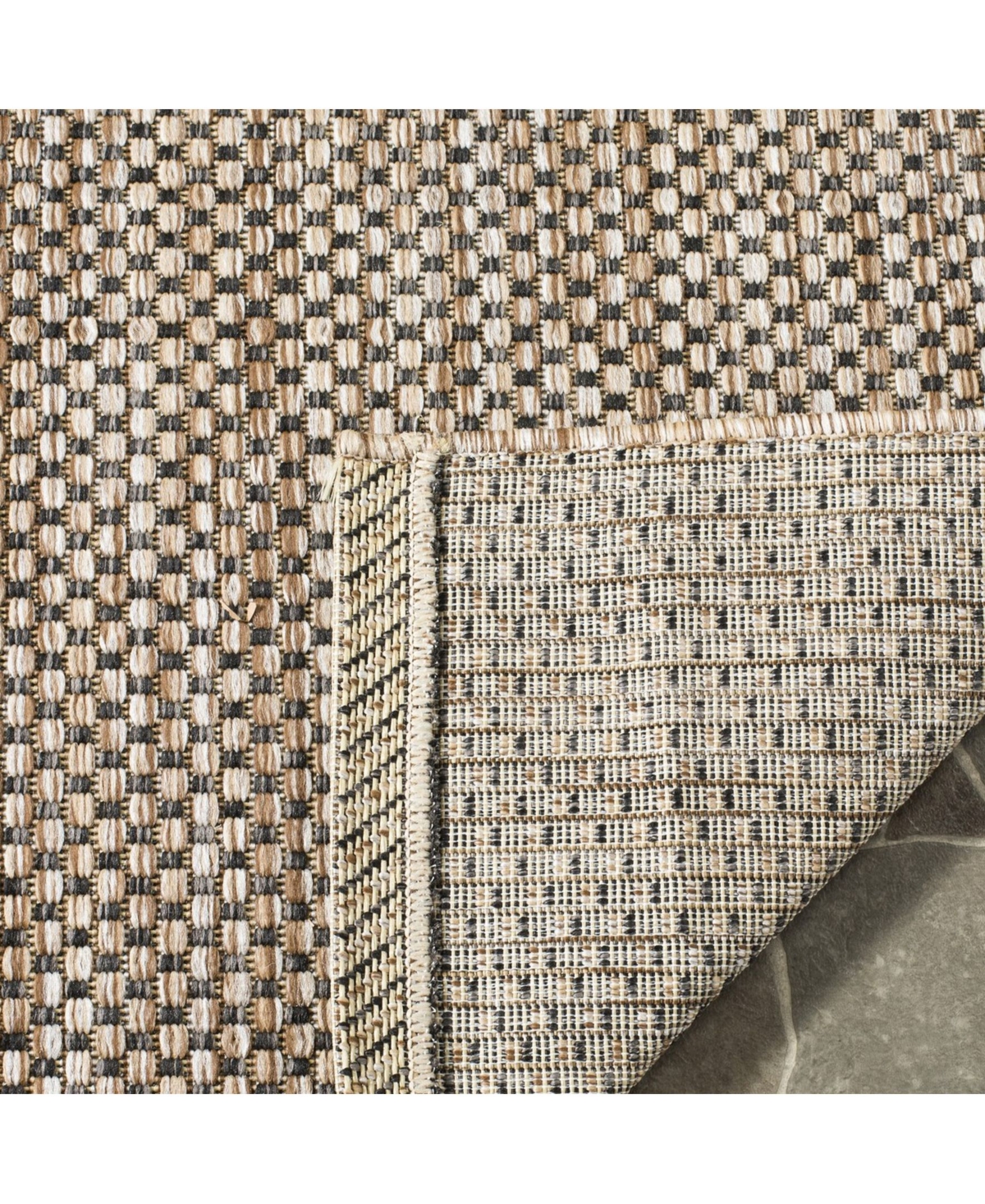 Safavieh Courtyard CY8521 Natural and Black 5'3" x 7'7" Outdoor Area Rug