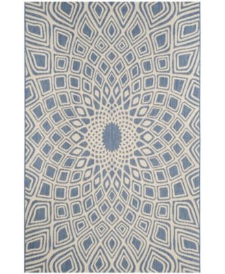 Courtyard CY6616 Blue and Beige 5'3" x 7'7" Sisal Weave Outdoor Area Rug