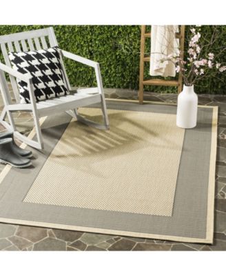 Courtyard CY7987 Gray and Cream 5'3" x 7'7" Sisal Weave Outdoor Area Rug