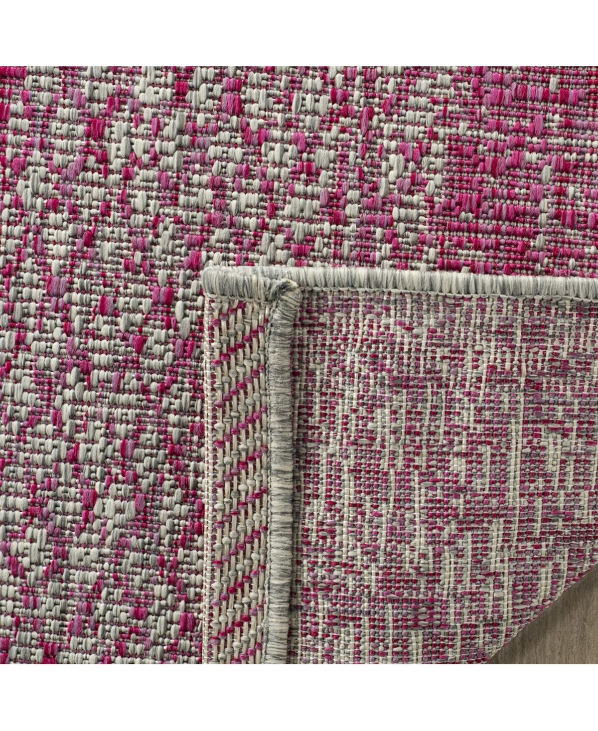 Safavieh Courtyard CY8736 Light Gray and Fuchsia 5'3" x 7'7" Sisal Weave Outdoor Area Rug