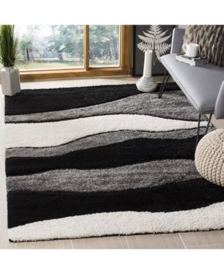 Florida Shag SG475 Gray and Black 5'3" x 7'6" Area Rug