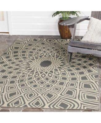 Courtyard CY6616 Anthracite and Beige 5'3" x 7'7" Sisal Weave Outdoor Area Rug