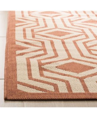 Courtyard CY6113 Beige and Terracotta 5'3" x 7'7" Sisal Weave Outdoor Area Rug