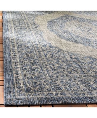 Courtyard CY8751 Light Gray and Blue 5'3" x 7'7" Sisal Weave Outdoor Area Rug