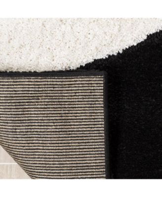 Florida Shag SG474 Black and Ivory 5'3" x 7'6" Area Rug