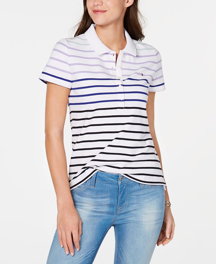 Tommy Hilfiger Tabby Striped Polo Top & Reviews - Tops - Women - Macy's