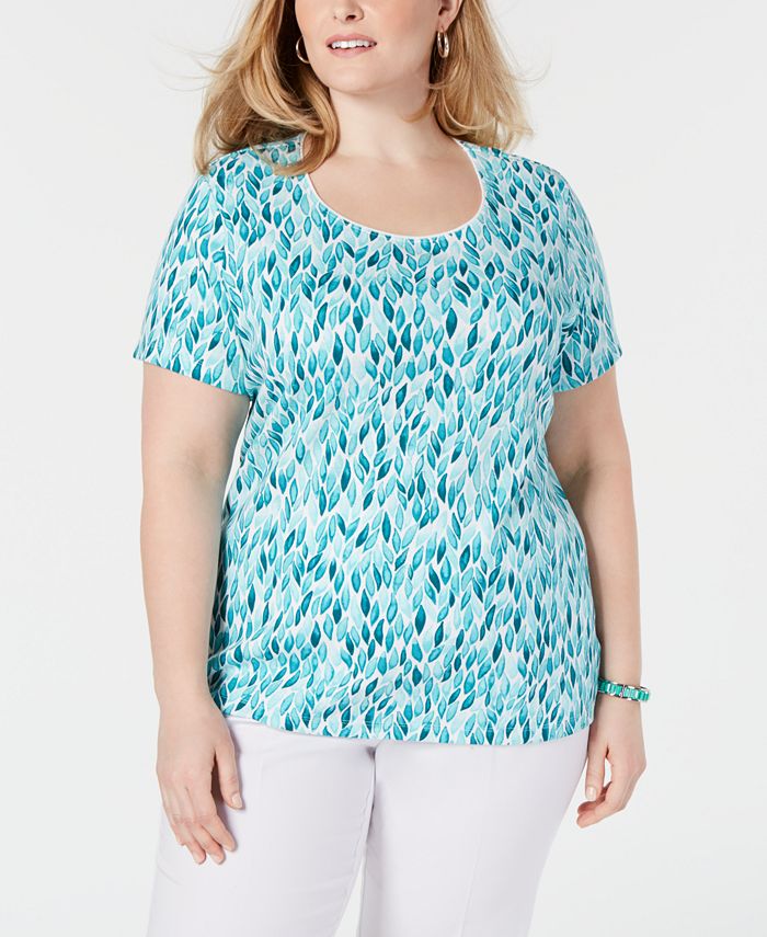 Karen Scott Plus Size Printed T-Shirt, Created for Macy's & Reviews ...