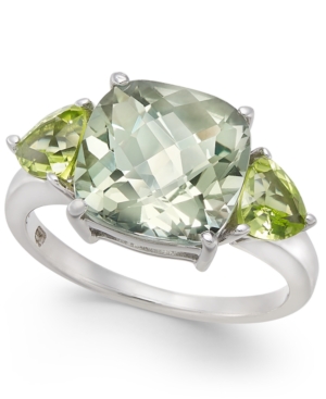 image of Mint Quartz (3-9/10 ct. t.w.) & Peridot (1-1/10 ct. t.w.) Statement Ring in Sterling Silver