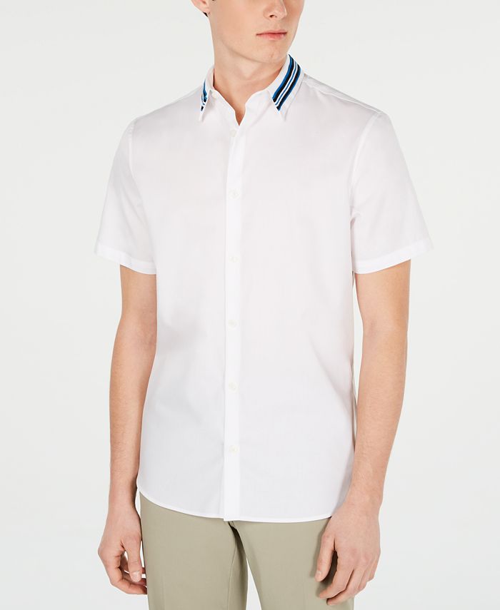 Calvin Klein Men's Stripe-Collar Shirt - Macy's