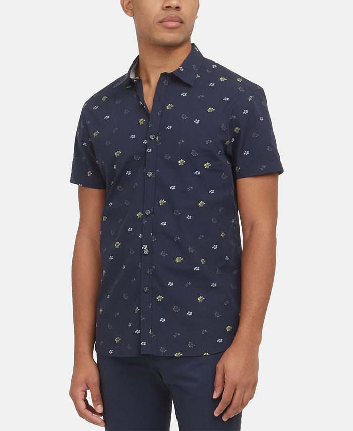 Kenneth Cole Men's Dobby Floral-Print Shirt & Reviews - Casual Button ...