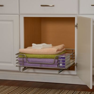 Design Trend 20" Extended Depth 1-Tier Single Sliding Under Cabinet Shelf 
