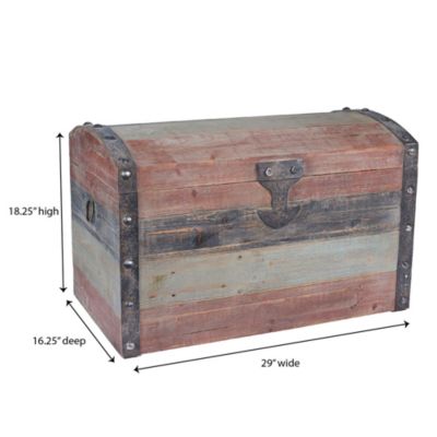 Large Wooden Storage Trunk, Weathered Wood with Paint Finish