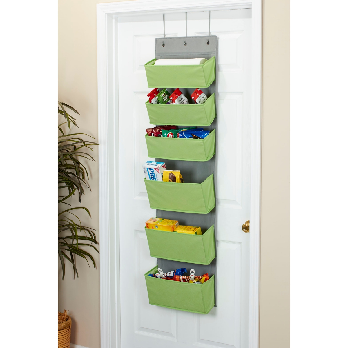 Household Essentials 6 Pocket Over the Door Pocket Organizer - Green
