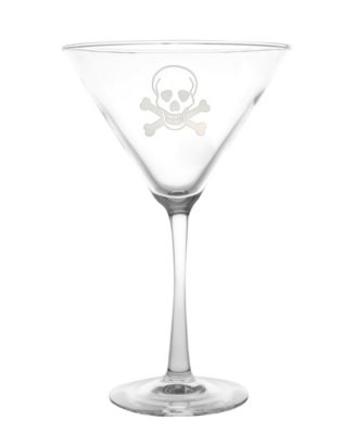 Skull and Cross Bones Martini 10Oz - Set Of 4 Glasses