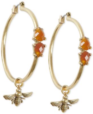 Lucky Brand - Gold-Tone Honeybee Hoop Earrings