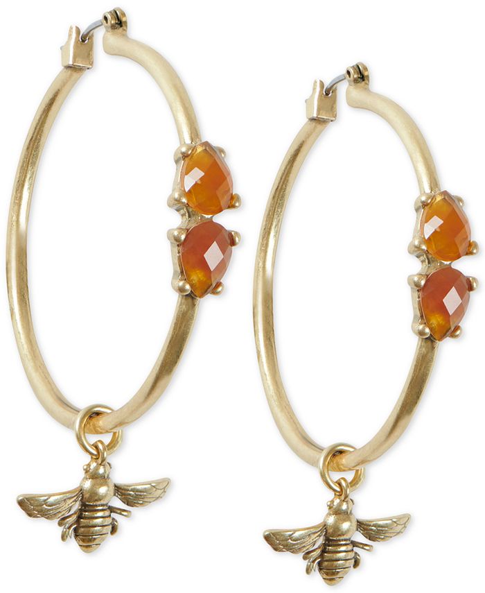 Lucky Bee Rose Gold Bee Hoop Earrings