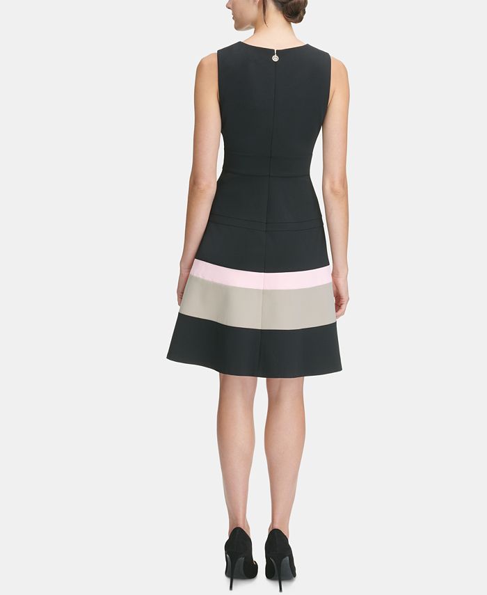 Tommy hilfiger colorblocked fit & sale flare dress