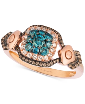 image of Le Vian Exotics Diamond Halo Cluster Ring (5/8 ct. t.w.) in 14k Rose Gold