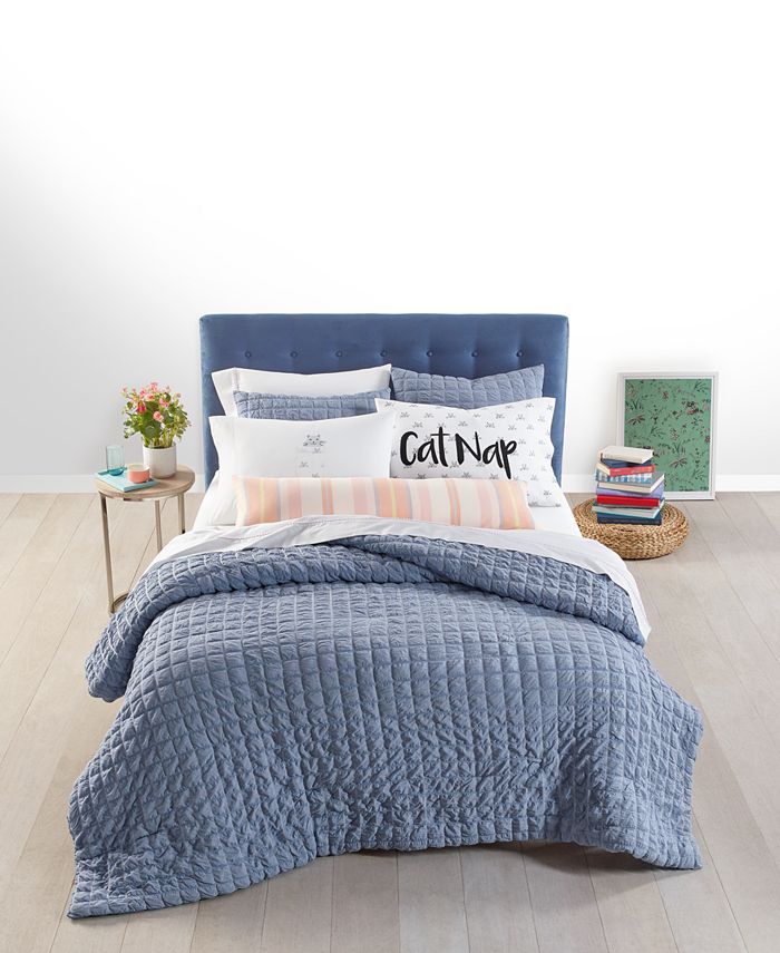 Martha Stewart Collection CLOSEOUT! Seersucker 3Pc. Full/Queen Comforter Set, Created for Macy