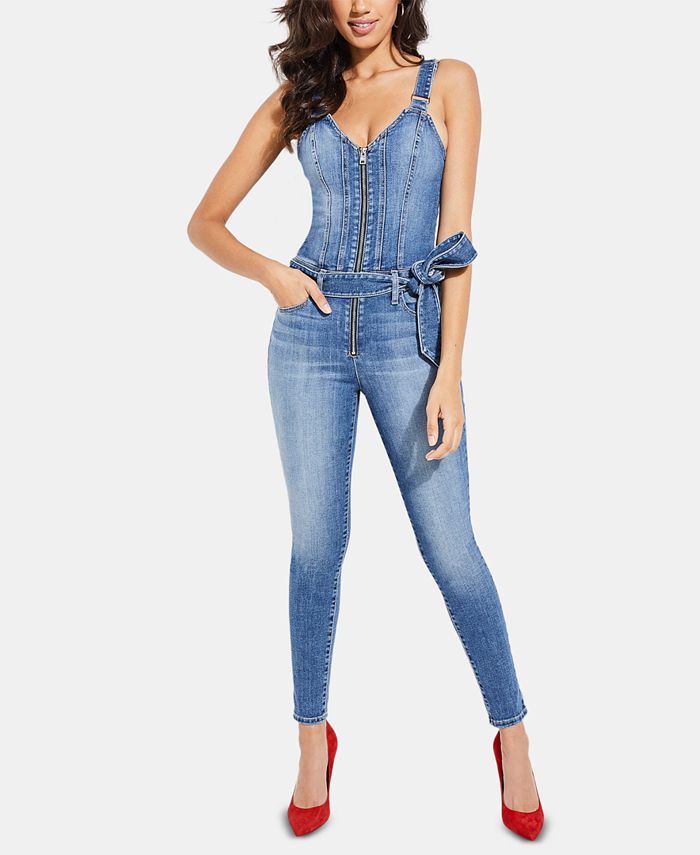 GUESS Kaia Denim Overall Jumpsuit - Macy's