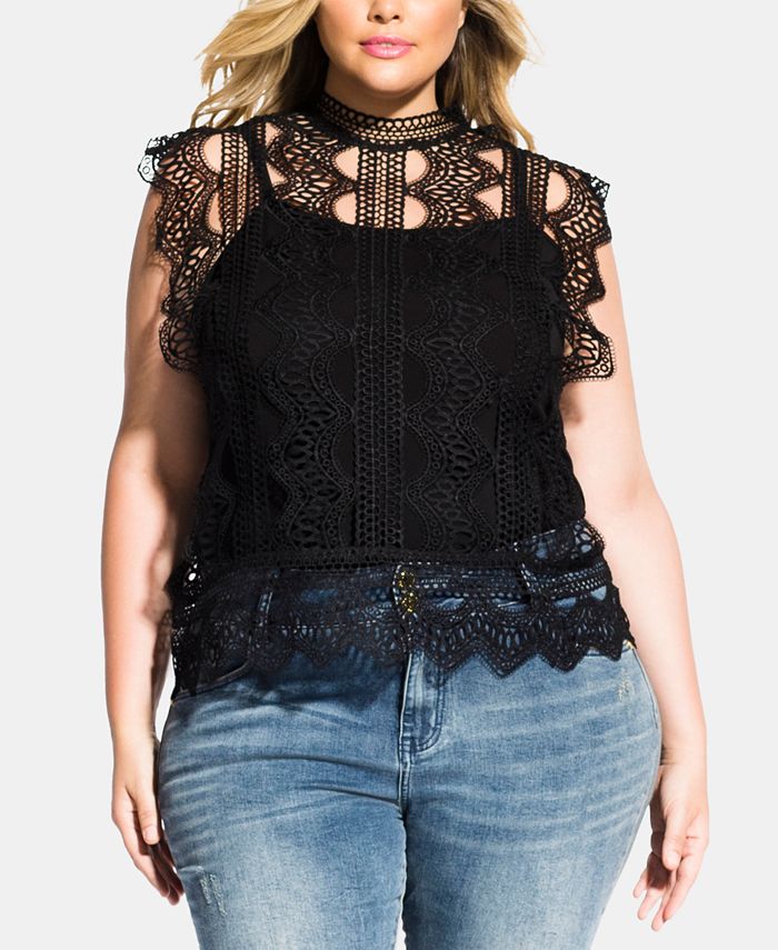 City chic trendy plus 2025 size lace martina top