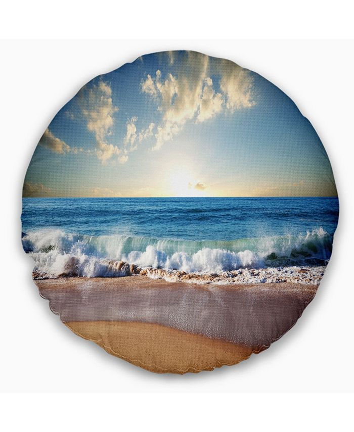Design Art Designart 'Sea Sunset' Seascape Photography Throw Pillow ...