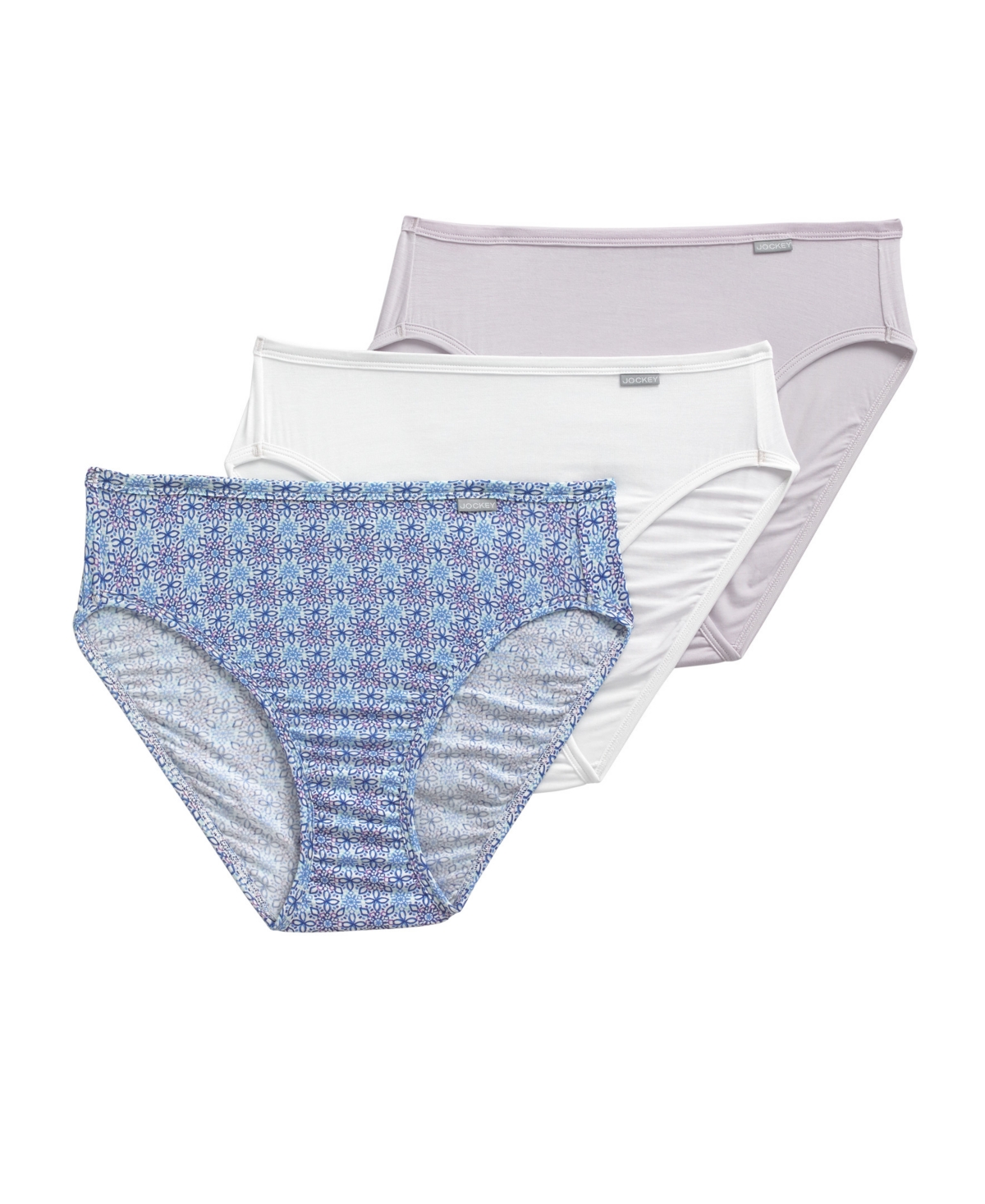 Jockey Elance Super Soft French Cut Underwear 3 Pack 2071 In Corchet Tile,soft Lilac,white