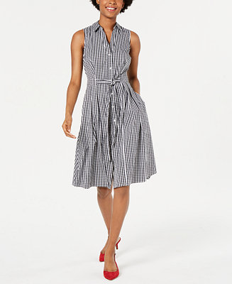 Maison Jules Sleeveless Gingham Fit & Flare Dress, Created for Macy's ...