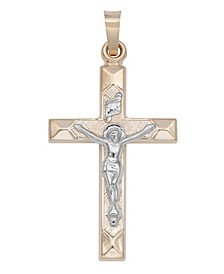 Crucifix Cross Pendant in 14k Yellow and White Gold