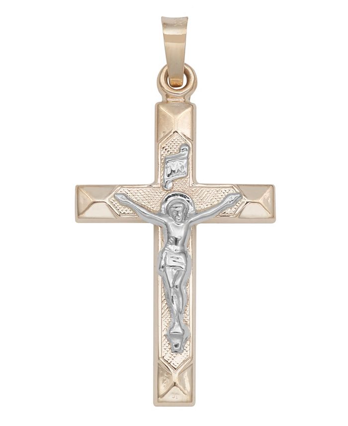 Macy's Crucifix Cross Pendant in 14k Yellow and White Gold Macy's