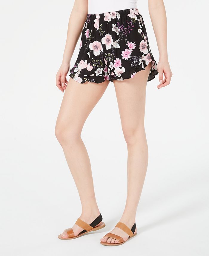 American Rag Juniors' Printed RuffleTrimmed Soft Shorts, Created for