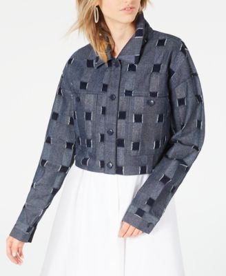 Line & Dot - Cropped Checkered Jacket