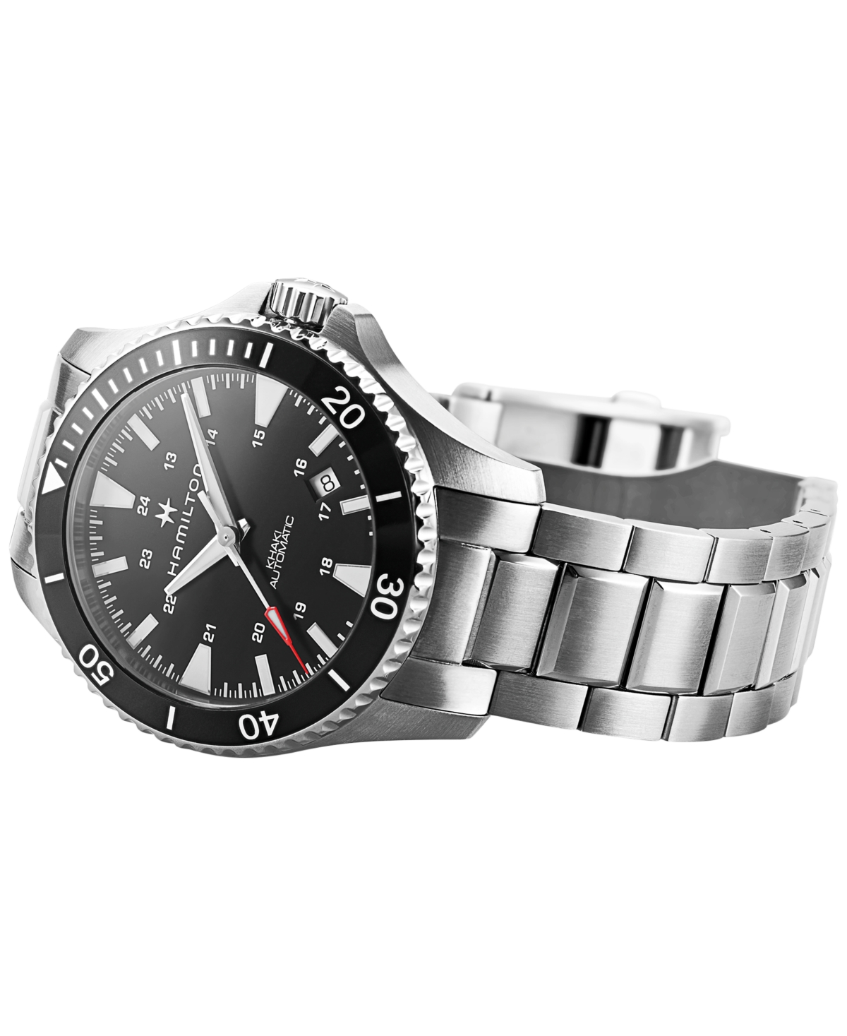 Shop Hamilton Men's Swiss Automatic Khaki Navy Stainless Steel Bracelet Watch 40mm In Silver