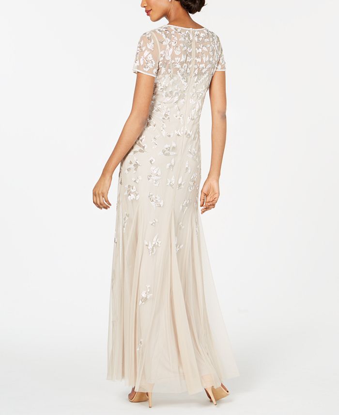 Adrianna papell beaded short sleeve gown Clearance
