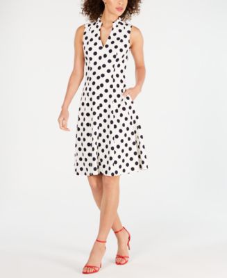 Jessica Howard Petite Polka-Dot Fit & Flare Dress - Macy's