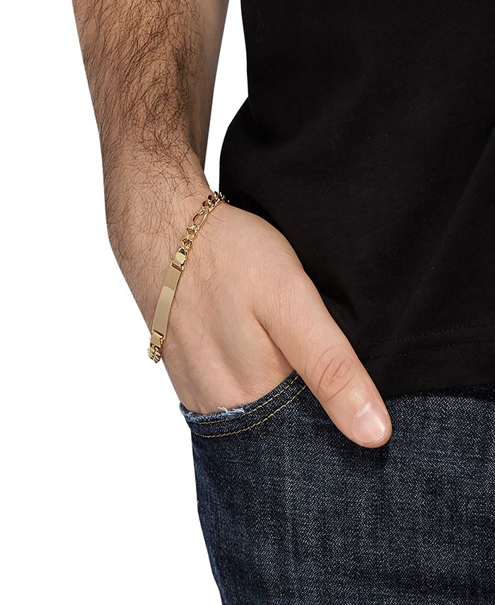 Macy's Men's Figaro Link ID Bracelet in 10k Gold Macy's