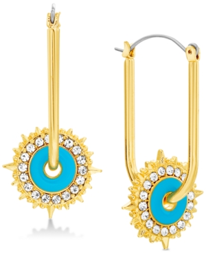 image of Steve Madden Gold-Tone Turquoise-Look Crystal Sliding Starburst Large 1-7/10