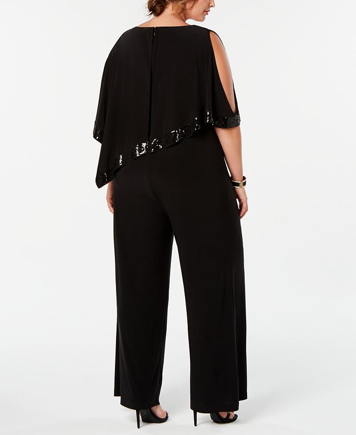 Adrianna Papell Plus Size Embellished Cold-Shoulder Jumpsuit - Macy's