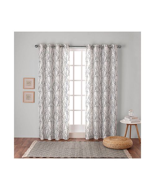 Exclusive Home Branches Linen Blend Grommet Top Curtain Panel Pair