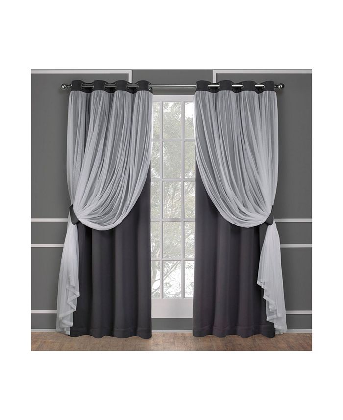 Sheer Grommet Top Curtain Panel Pair, Exclusive Home Curtains Catarina Layered Solid