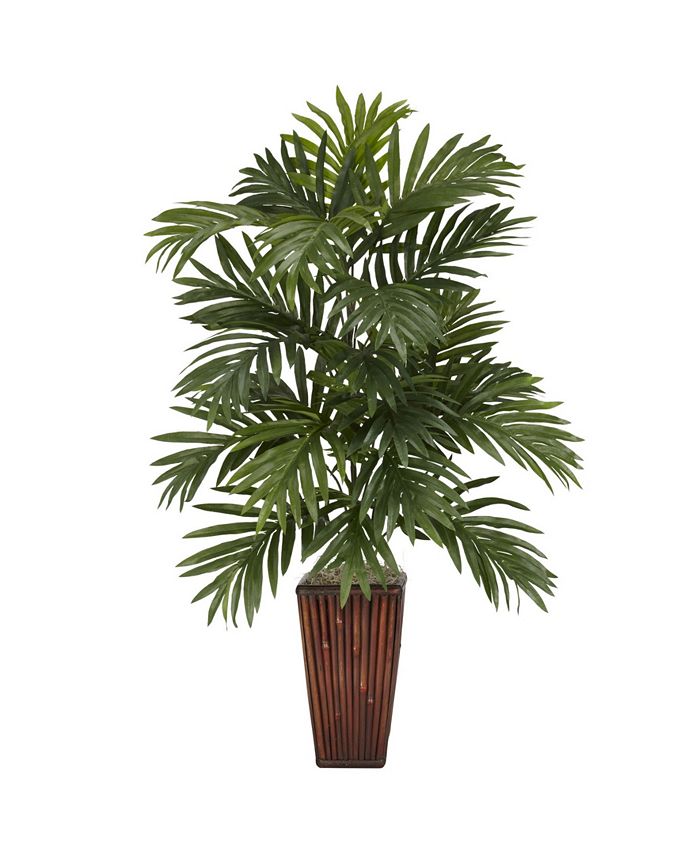 Nearly Natural - Areca Palm w/ Bamboo Vase Silk Plant